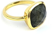 Ose Shop Labradorite Taşlı 925AYAR Gümüş Üzerine Altın Kaplama Doğal Taş Yüzük