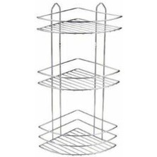 abnturk 3 Katlı Krom Köşelik Süngerlik Banyo Duş Rafı