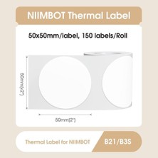 Niimbot 50X50MM Yuvarlak Beyaz Etiket B21/B1/B3S Için 150 Adet Yırtılmaz, Sudan ve Yağdan Etkilenmez