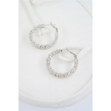 By Zeyna Aksesuar Kadın 4 cm Tırtıklı Halka Küpe