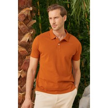 Odelon Erkek Basic Polo Yaka Tişört (Regular Fit) Taba