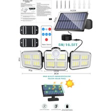 Technojet 122 Ledli Solar Güneş Enerjili Kumandalı Hareket Sensörlü Bahçe Aydınlatma Sokak Lambası