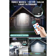 Technojet 122 Ledli Solar Güneş Enerjili Kumandalı Hareket Sensörlü Bahçe Aydınlatma Sokak Lambası