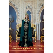 Sosyete Yeşil Gold Balık Model Kaftan Ygb1