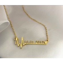 Nida Jewelry 925 Ayar Gümüş Kalp Atışı Tarih Kolye