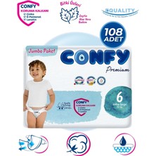 Confy Premium 6 Numara Bebek Bezi Extralarge +15 KG 108 Adet