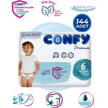 Confy Premium 6 Numara Bebek Bezi Extralarge +15 KG 144 Adet