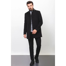 Mcr Erkek Slim Fit Hakim Yaka Yün Kaban 21240 Siyah