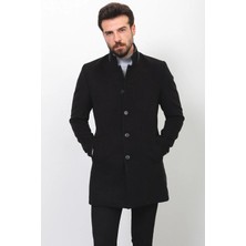 Mcr Erkek Slim Fit Hakim Yaka Yün Kaban 21240 Siyah