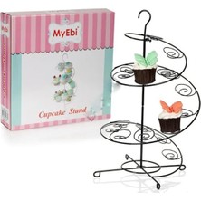 Tinky Winky Metal Cupcake Standı Siyah 15'li Kek Standı
