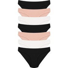 Dominant Kadın Pamuklu Likralı Külot 7 Li Paket Siyah Ekru Ten Renkli Yumuşak Dokulu