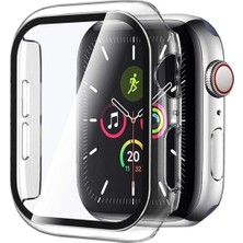 Case 4U Apple Watch Seri 1/2/3/4/5/6/7/8/SE/Ultra 38mm 40mm 41mm 42mm 44mm 45mm 49mm Kasa ve Ekran Koruyucu 360 Koruma Gard 01 Şeffaf