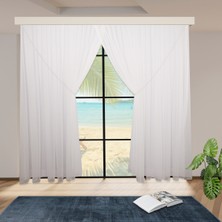 Perhal Yeni Model Akita Kalın Çizgili Etekleri Kurşunlu 1-2 Pile Kruvaze Tül Perde