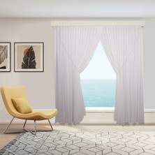 Perhal Sade Çelik Model  Etekleri Kurşunlu 1-3 Sık Pile Kruvaze Tül Perde