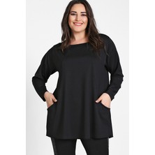 Curvy Trend Cepli Parçalı Tunik Siyah