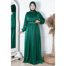 Fahima Taş Işlemeli Simli Tül Abiye Zümrüt FHM858