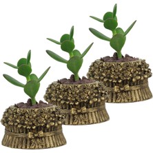 Evene Mini Çiçek Saksı Küçük Sukulent Kaktüs Saksısı 3'lü Set Çiçekli Fiyonklu Model