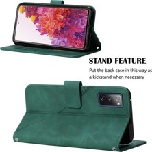 Eabhulie Galaxy S20 Fe 4g / 5g Için Kabartmalı Pu Deri Stand Cüzdan Telefon Kılıfı - Yeşil (Yurt Dışından)