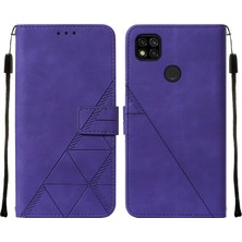 Eabhulie Redmi 9c / Poco C3 Için Kabartmalı Pu Deri Stand Cüzdan Telefon Kılıfı - Mor (Yurt Dışından)