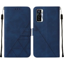 Eabhulie Camon 17 Pro Için Kabartmalı Pu Deri Stand Cüzdan Telefon Kılıfı - Mavi (Yurt Dışından)