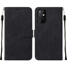 Eabhulie Note 8 Için Kabartmalı Pu Deri Stand Cüzdan Telefon Kılıfı - Siyah (Yurt Dışından)