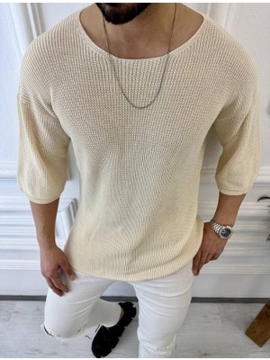 Elku Moda Tişört Örme Triko Tişört Nefes Alabilen Terletmez Oversize Bol Kesim Salaş T-Shirt