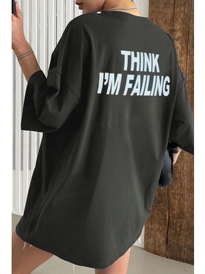 Millionaire Think I'm Failing Haki Oversize Salas Boyfriend Kadın T-Shirt