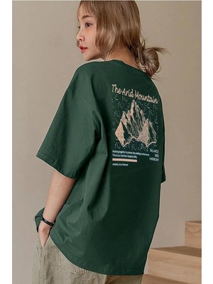 Millionaire Arid Mountain Yeşil Oversize Salas Boyfriend Kadın T-Shirt