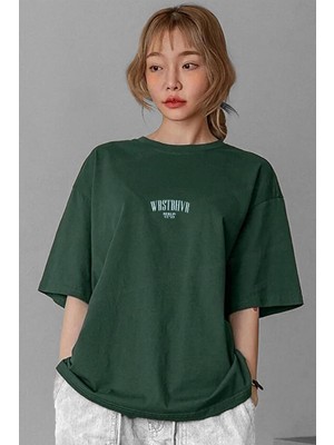 Millionaire Dont Announce Yeşil Oversize Salas Boyfriend Kadın T-Shirt