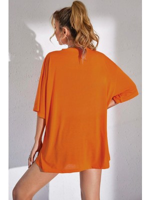 Millionaire Milano Oranj Oversize Salas Boyfriend Kadın T-Shirt