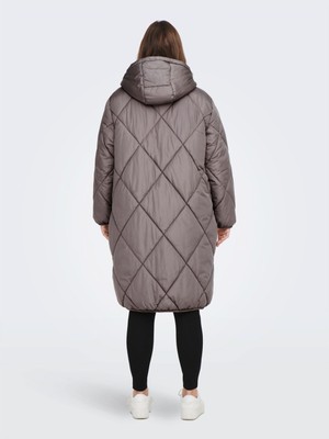 Only Tamara X-Long Quilted Coat cc Otw Kadın Gri Büyük Beden Mont 15277690-0510