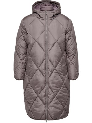 Only Tamara X-Long Quilted Coat cc Otw Kadın Gri Büyük Beden Mont 15277690-0510