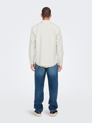 Only & Sons Alp Rlx 2pkt Washd Cord Ls Shirt Noos Erkek Beyaz Gömlek 22024716-01