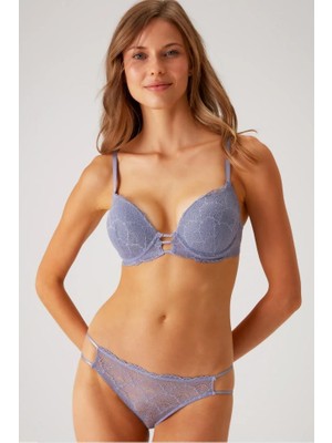 Pierre Cardin Lyon Dantel ve İp Detaylı Ekstra Push Up Dolgulu Fantezi Sütyen Takımı