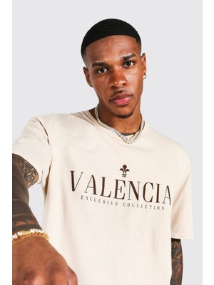 Altamira Erkek Bej Valencia Baskılı Oversize Tshirt