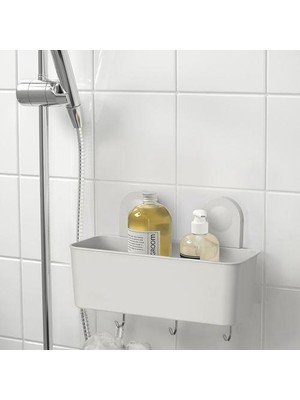 IKEA Vantuzlu Banyo Duş Sepeti 26X21 cm Meridyendukkan 3 Kancalı-Su Delikli Banyo Dekorasyonu-Sepeti