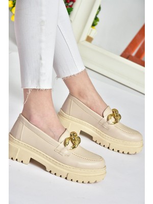 Fox Shoes P6520342009 Bej Kalın Tabanlı Kadın Günlük Ayakkabı