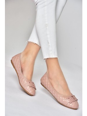 Fox Shoes P250005209 Pudra Kapitone Tokalı Günlük Kadın Babet