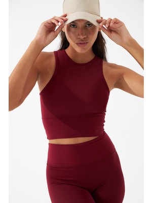 B3ANTLP Bordo Spor, Koşu, Antrenman Crop, Spor Sütyeni, Tek Üst