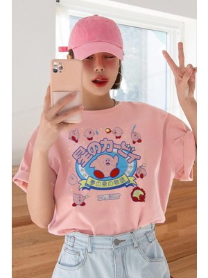 Millionaire Kirby Anime Korean Somon Oversize Salas Boyfriend Kadın T-Shirt