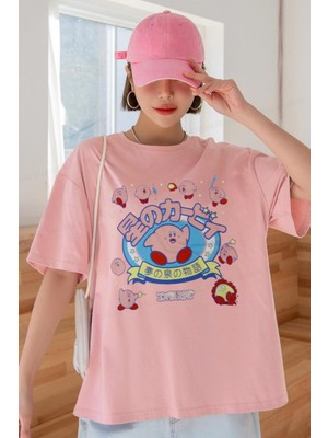 Millionaire Kirby Anime Korean Somon Oversize Salas Boyfriend Kadın T-Shirt