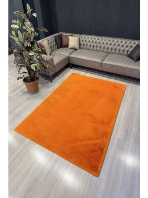 Freya Home Yumuşacık Tavşan Tüyü Tüy Dökmez Salon Halısı Yumuşak Dokulu Çocuk Halısı Peluş Halı Turuncu