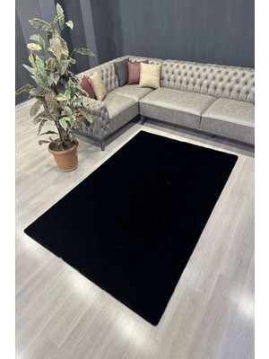 Freya Home Yumuşacık Tavşan Tüyü Tüy Dökmez Salon Halısı Yumuşak Dokulu Çocuk Halısı Peluş Halı Siyah