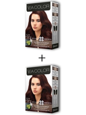 Sea Color 2X2 Tüp Krem Saç Boyası Seti Sıcak Çikolata No:5.77