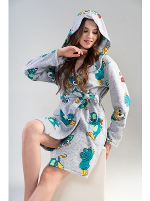 Vienetta Kadın Polar Kapsonlu Kısa Sabahlık