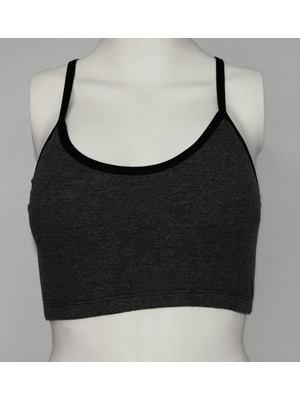 Asist Secret Magic ASM1159 Kadın Gri Crop Elit Hayatlar Penye Büstieri