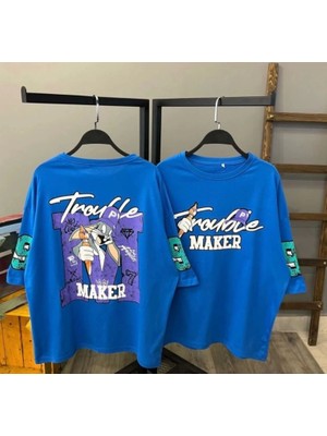 Ziyade Butik Maker Oversize Unisex T-Shirt Mavi