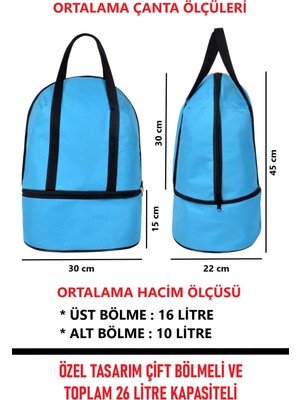 Wi-Fro Plaj Çantası Isı Yalıtımlı Termos Sıcak Soğuk Tutucu 2 Bölmeli 26 Lt. Kapasiteli Kamp Outdoor Piknik