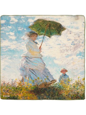 Bursa İpek Mavi Şemsiyeli Kız Desen Ipek Mendil