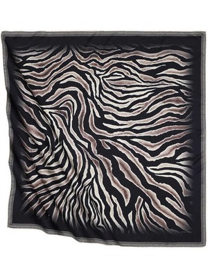 Bursa İpek Bej Zebra Desen Ipeksi Eşarp
